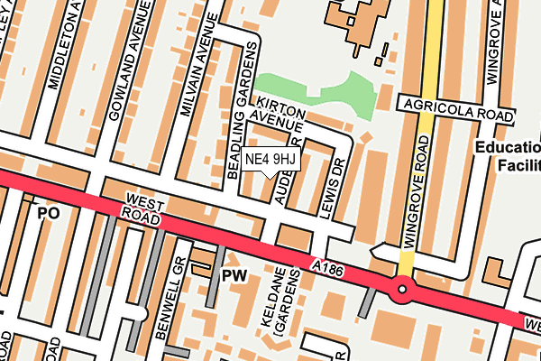 NE4 9HJ map - OS OpenMap – Local (Ordnance Survey)