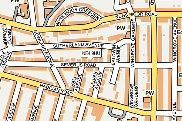 NE4 9HU map - OS OpenMap – Local (Ordnance Survey)