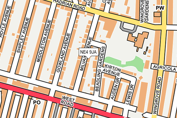 NE4 9JA map - OS OpenMap – Local (Ordnance Survey)