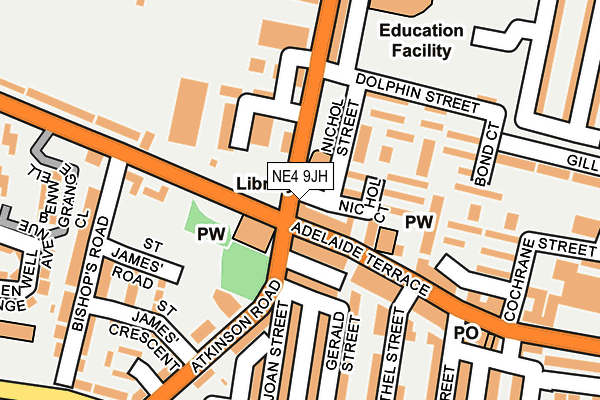 NE4 9JH map - OS OpenMap – Local (Ordnance Survey)