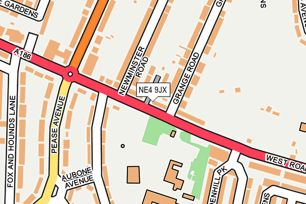 NE4 9JX map - OS OpenMap – Local (Ordnance Survey)