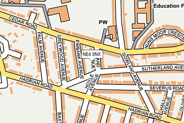 NE4 9NX map - OS OpenMap – Local (Ordnance Survey)