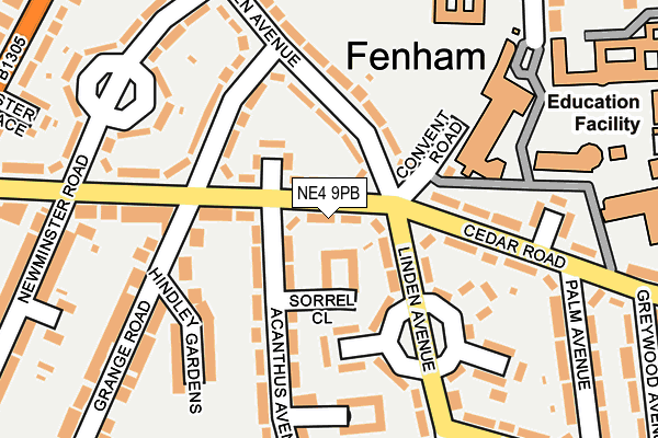 NE4 9PB map - OS OpenMap – Local (Ordnance Survey)