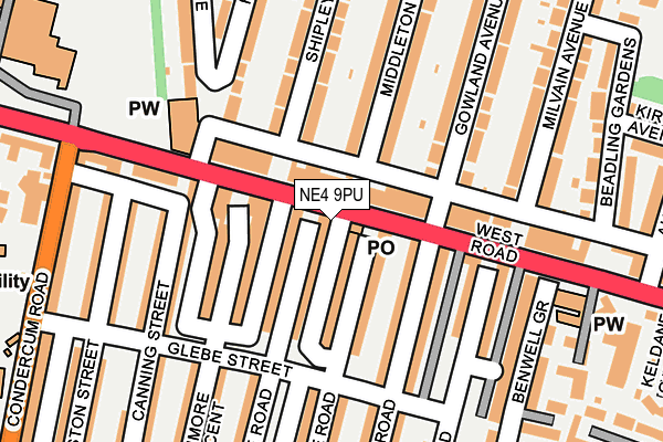 NE4 9PU map - OS OpenMap – Local (Ordnance Survey)