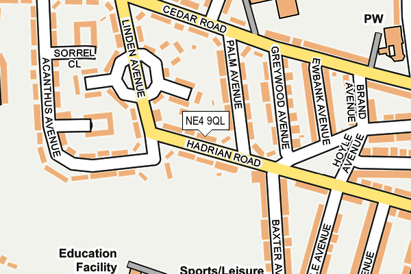 NE4 9QL map - OS OpenMap – Local (Ordnance Survey)