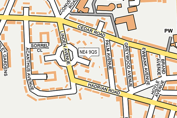 NE4 9QS map - OS OpenMap – Local (Ordnance Survey)