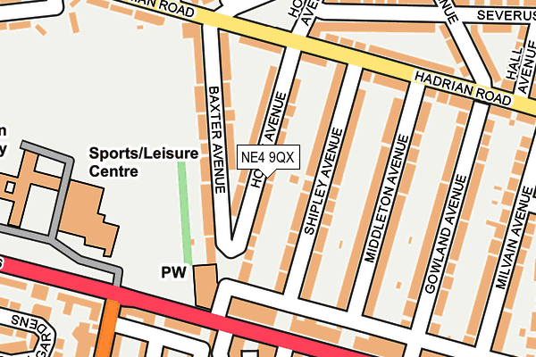 NE4 9QX map - OS OpenMap – Local (Ordnance Survey)
