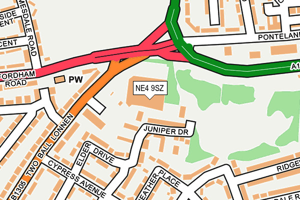 NE4 9SZ map - OS OpenMap – Local (Ordnance Survey)