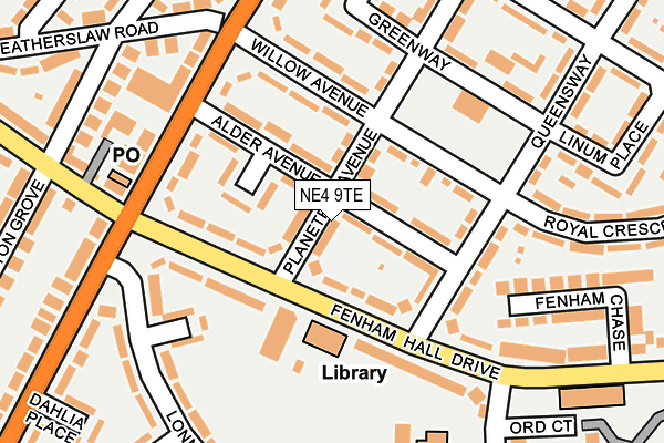 NE4 9TE map - OS OpenMap – Local (Ordnance Survey)