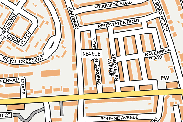 NE4 9UE map - OS OpenMap – Local (Ordnance Survey)