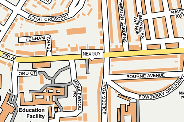 NE4 9UY map - OS OpenMap – Local (Ordnance Survey)
