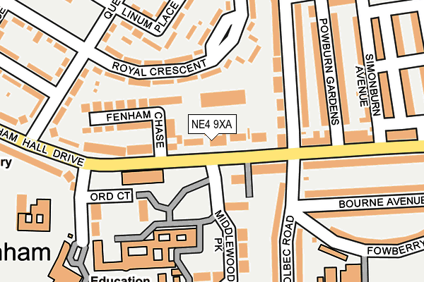 NE4 9XA map - OS OpenMap – Local (Ordnance Survey)