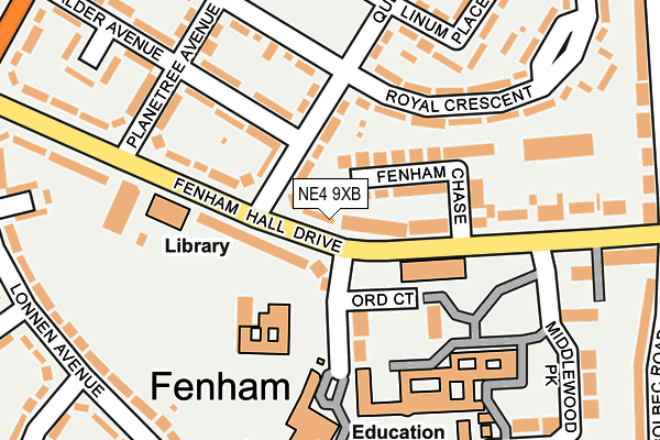 NE4 9XB map - OS OpenMap – Local (Ordnance Survey)