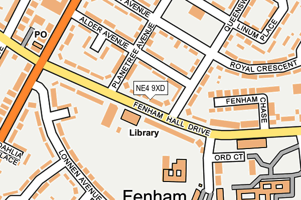 NE4 9XD map - OS OpenMap – Local (Ordnance Survey)