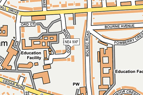 NE4 9XF map - OS OpenMap – Local (Ordnance Survey)