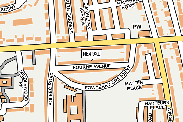 NE4 9XL map - OS OpenMap – Local (Ordnance Survey)