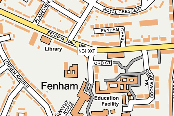 NE4 9XT map - OS OpenMap – Local (Ordnance Survey)