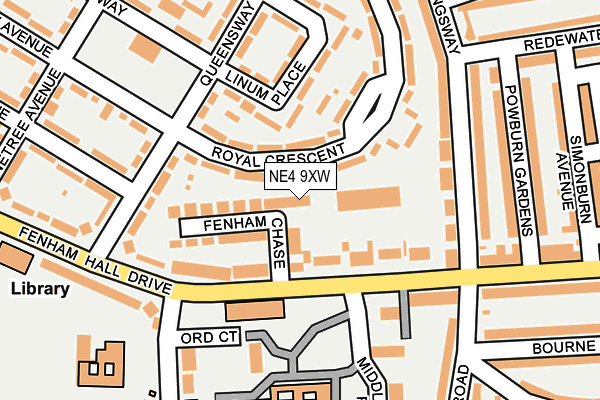 NE4 9XW map - OS OpenMap – Local (Ordnance Survey)