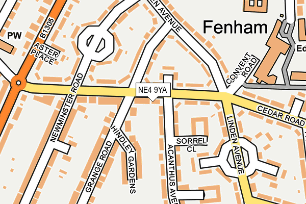 NE4 9YA map - OS OpenMap – Local (Ordnance Survey)