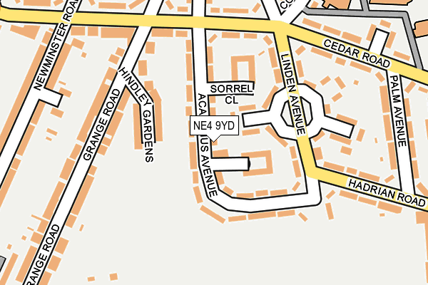 NE4 9YD map - OS OpenMap – Local (Ordnance Survey)