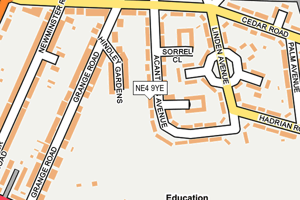 NE4 9YE map - OS OpenMap – Local (Ordnance Survey)