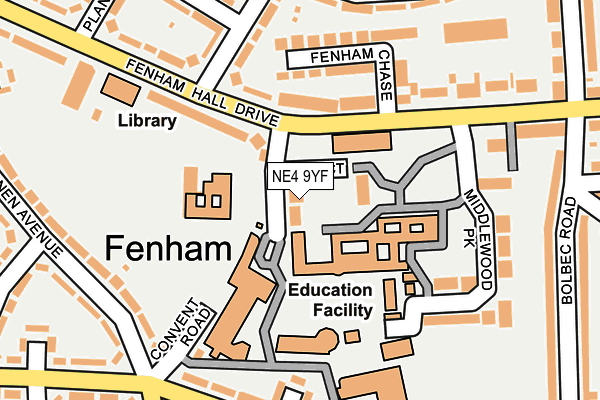 NE4 9YF map - OS OpenMap – Local (Ordnance Survey)