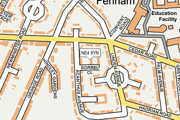 NE4 9YN map - OS OpenMap – Local (Ordnance Survey)