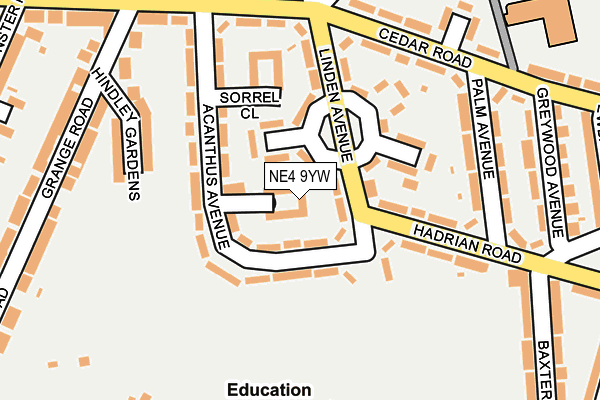 NE4 9YW map - OS OpenMap – Local (Ordnance Survey)