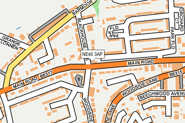 NE40 3AP map - OS OpenMap – Local (Ordnance Survey)