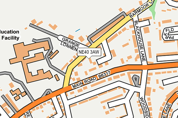 NE40 3AW map - OS OpenMap – Local (Ordnance Survey)