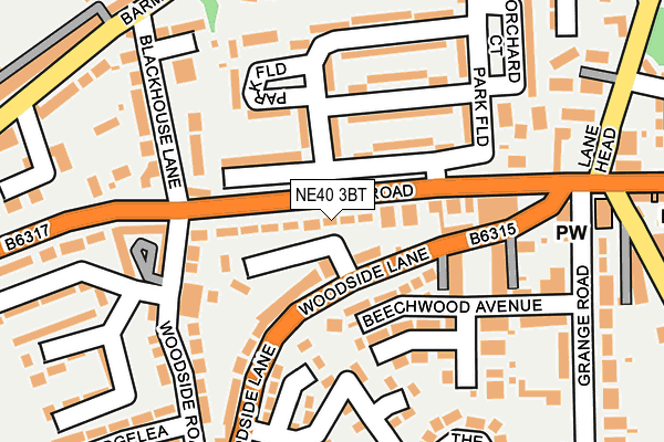 NE40 3BT map - OS OpenMap – Local (Ordnance Survey)