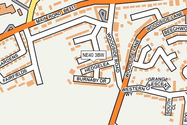 NE40 3BW map - OS OpenMap – Local (Ordnance Survey)