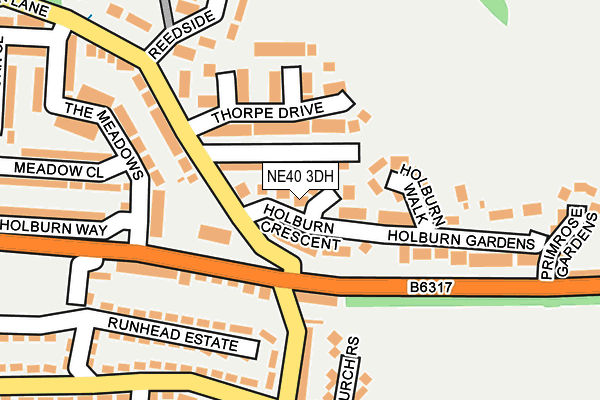 NE40 3DH map - OS OpenMap – Local (Ordnance Survey)