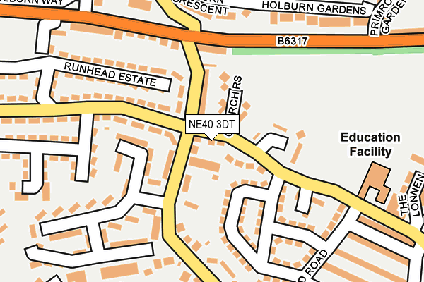NE40 3DT map - OS OpenMap – Local (Ordnance Survey)
