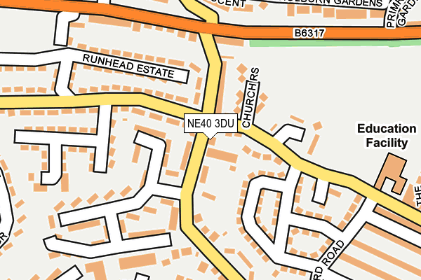 NE40 3DU map - OS OpenMap – Local (Ordnance Survey)