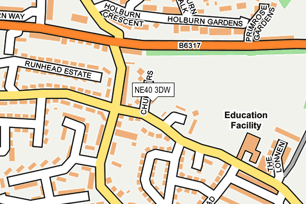 NE40 3DW map - OS OpenMap – Local (Ordnance Survey)