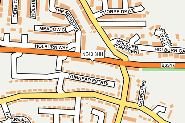 NE40 3HH map - OS OpenMap – Local (Ordnance Survey)