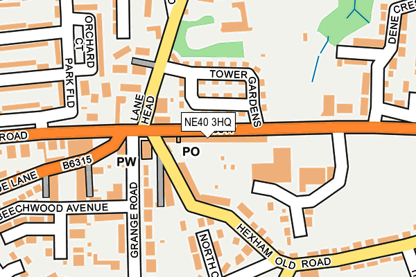 NE40 3HQ map - OS OpenMap – Local (Ordnance Survey)