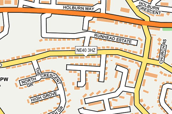 NE40 3HZ map - OS OpenMap – Local (Ordnance Survey)