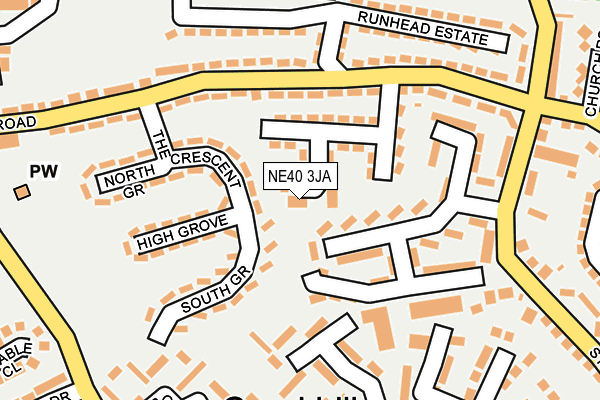 NE40 3JA map - OS OpenMap – Local (Ordnance Survey)