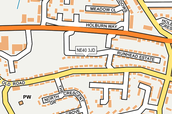 NE40 3JD map - OS OpenMap – Local (Ordnance Survey)