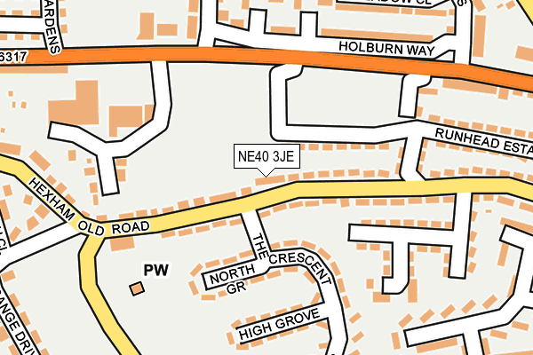 NE40 3JE map - OS OpenMap – Local (Ordnance Survey)