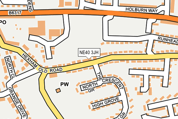 NE40 3JH map - OS OpenMap – Local (Ordnance Survey)