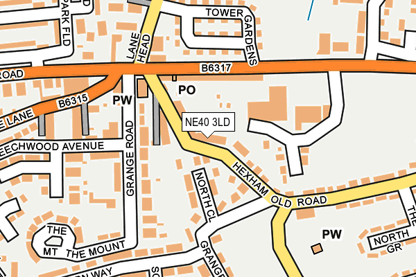 NE40 3LD map - OS OpenMap – Local (Ordnance Survey)
