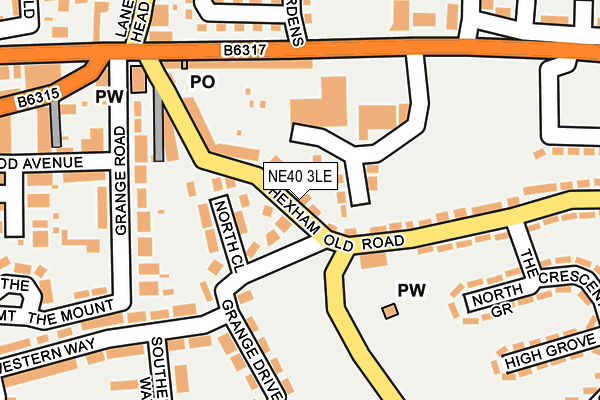NE40 3LE map - OS OpenMap – Local (Ordnance Survey)