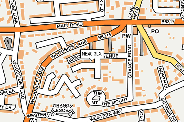 NE40 3LX map - OS OpenMap – Local (Ordnance Survey)