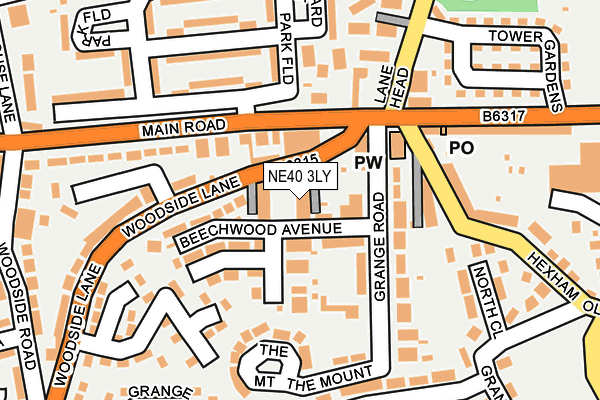 NE40 3LY map - OS OpenMap – Local (Ordnance Survey)