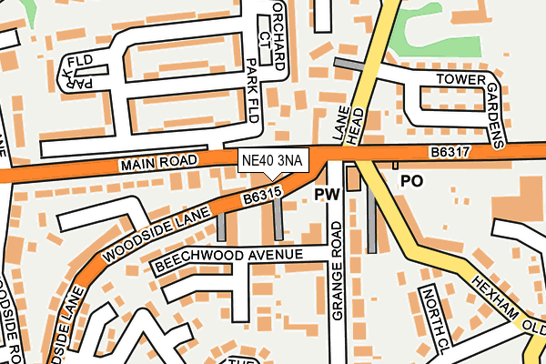 NE40 3NA map - OS OpenMap – Local (Ordnance Survey)