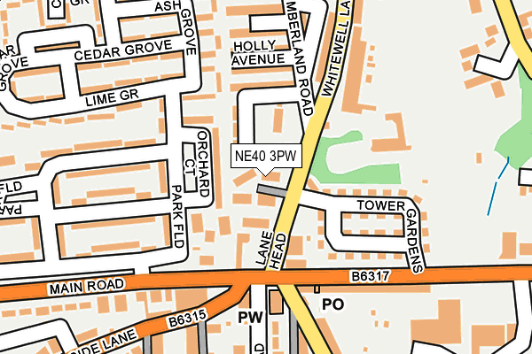 NE40 3PW map - OS OpenMap – Local (Ordnance Survey)