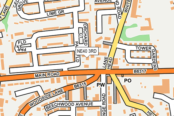 NE40 3RD map - OS OpenMap – Local (Ordnance Survey)